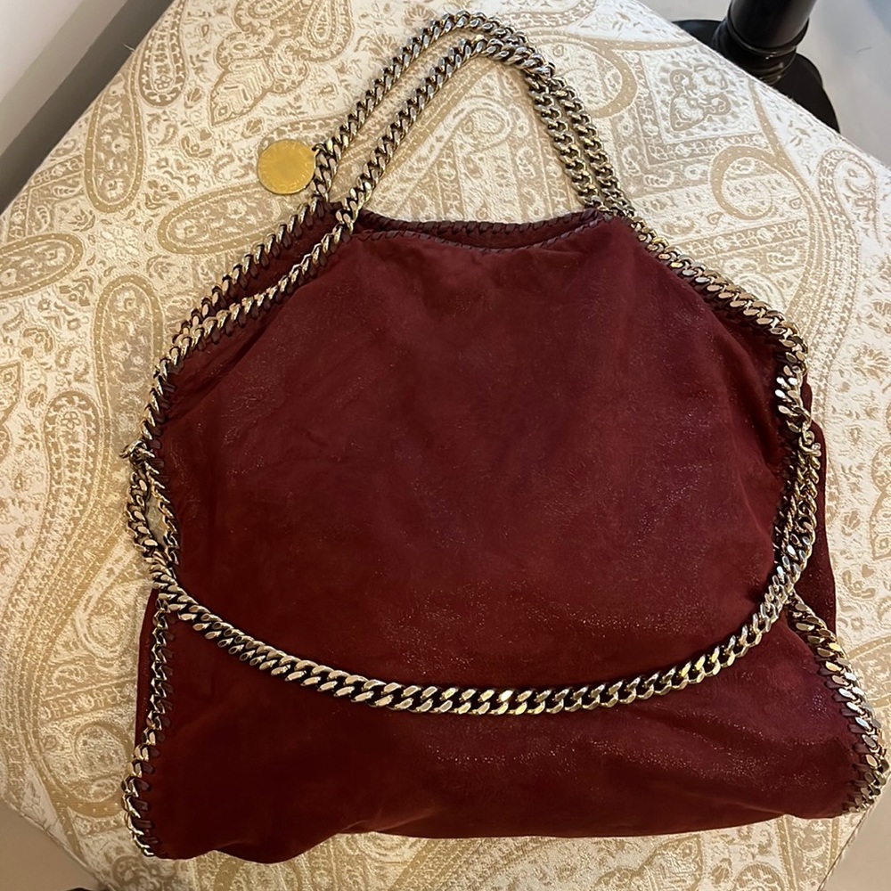 Stella McCartney Fala Bella fold over tote bag beautiful deep maroon